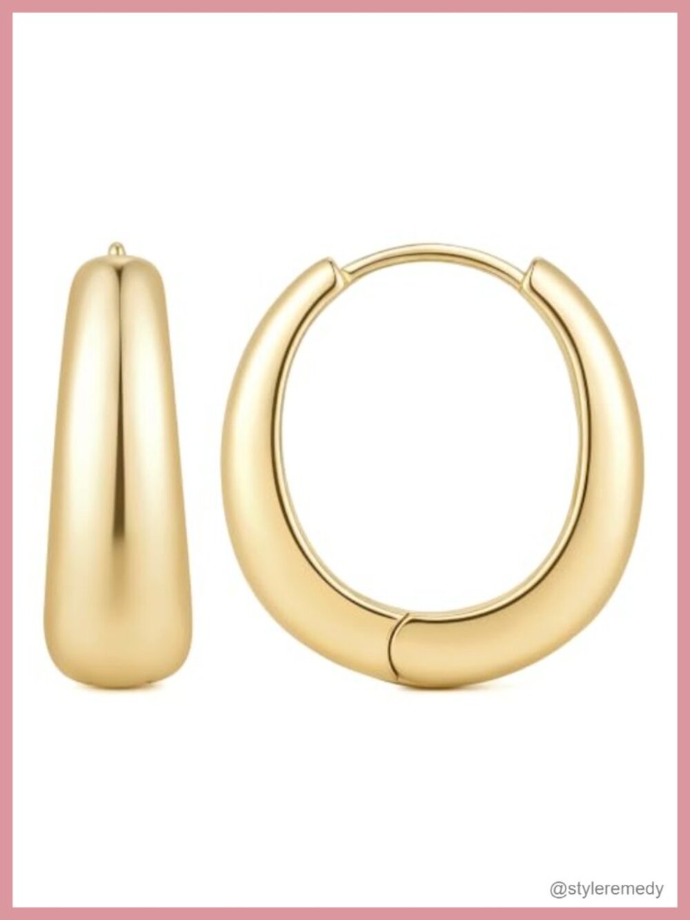 14K Gold Plated Chunky Hoop Earrings for Women Click Closure
